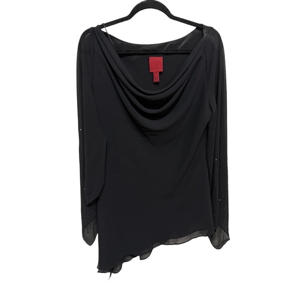 Vintage JS Collections Asymmetrical Tunic Top Fairy Y2K Beaded Sleeves Size 14 - Picture 1 of 7